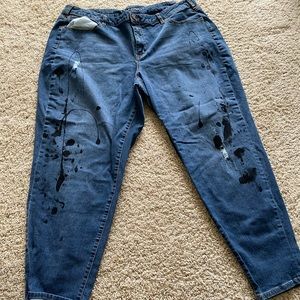 Lane Bryant distressed Boyfriend Jeans with splattered paint Size 22